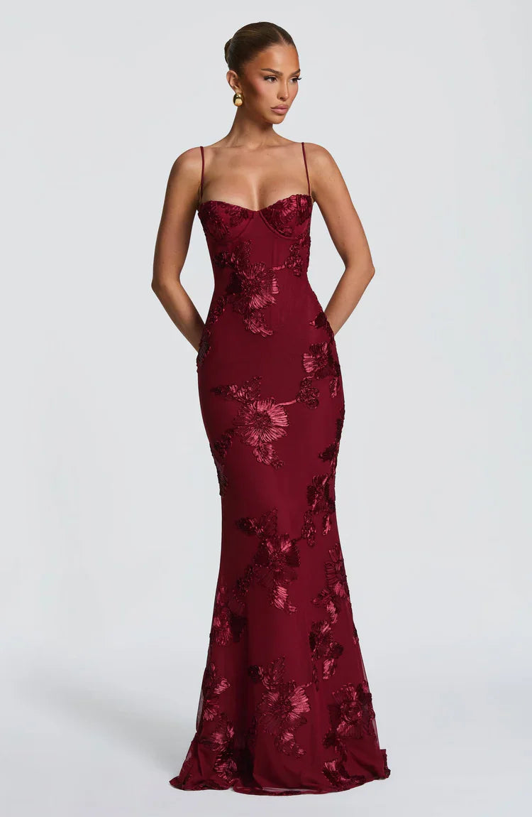 Aileen | Women’s Sweetheart Floral Graduation Maxi Dress
