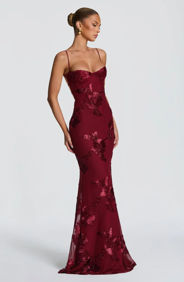 Aileen | Women’s Sweetheart Floral Graduation Maxi Dress