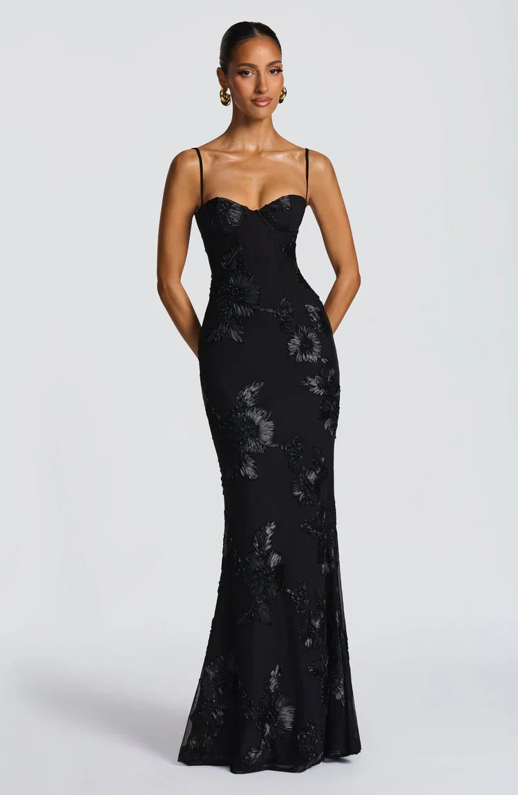 Aileen | Women’s Sweetheart Floral Graduation Maxi Dress