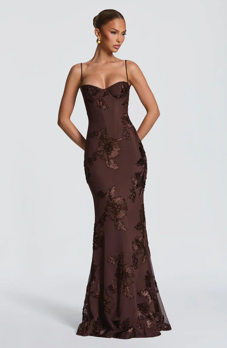 Aileen | Women’s Sweetheart Floral Graduation Maxi Dress