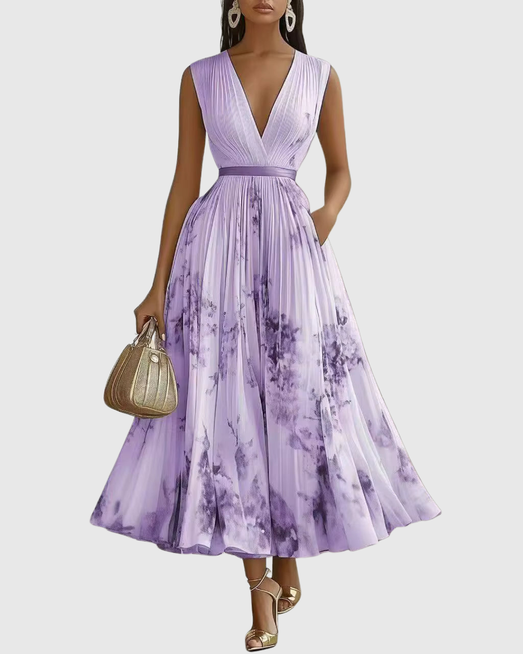Elegant Collection | Floral Maxi Dress with Long Sleeves & Ribbon Tie | Flattering Fit for Graceful Movement