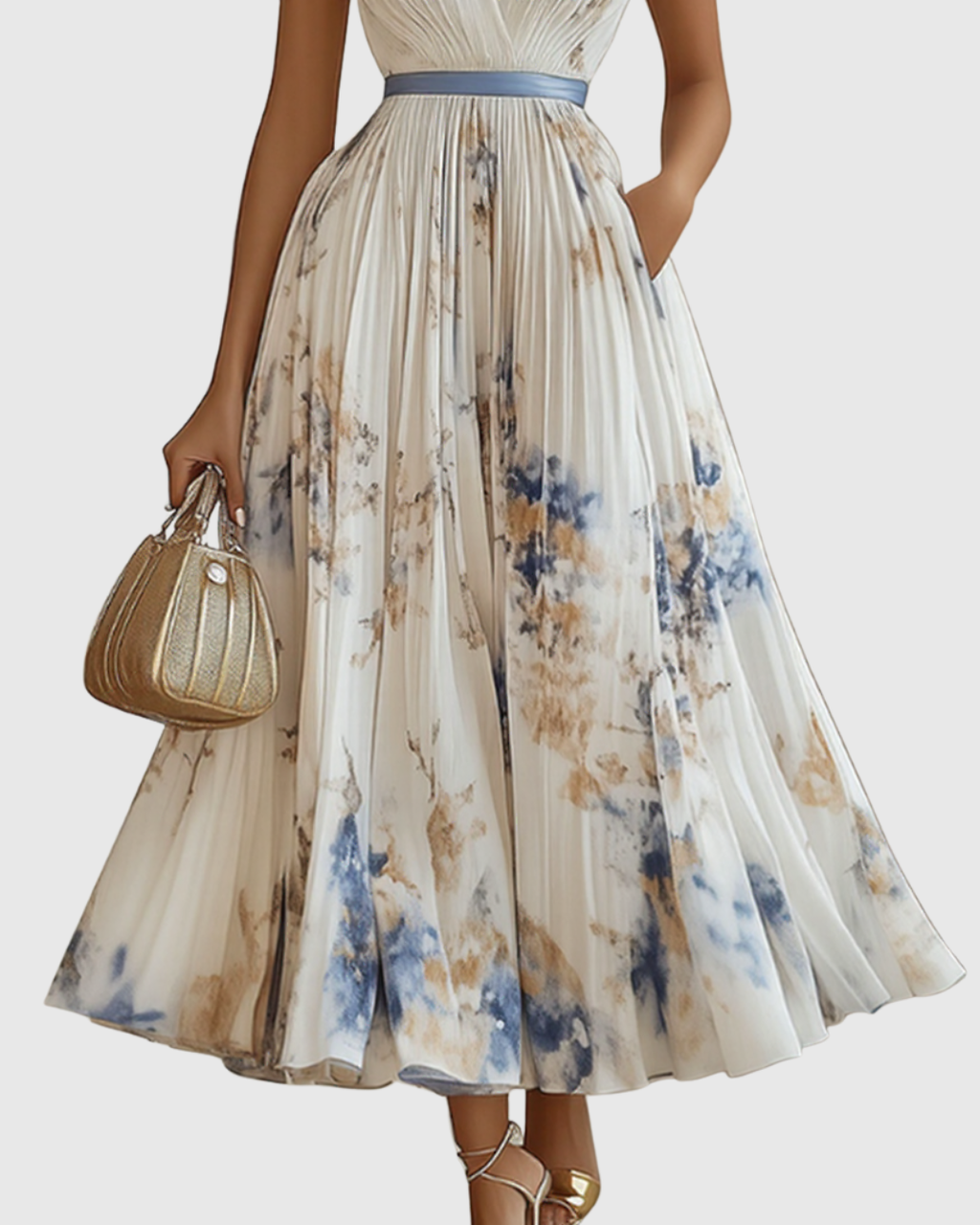 Elegant Collection | Floral Maxi Dress with Long Sleeves & Ribbon Tie | Flattering Fit for Graceful Movement