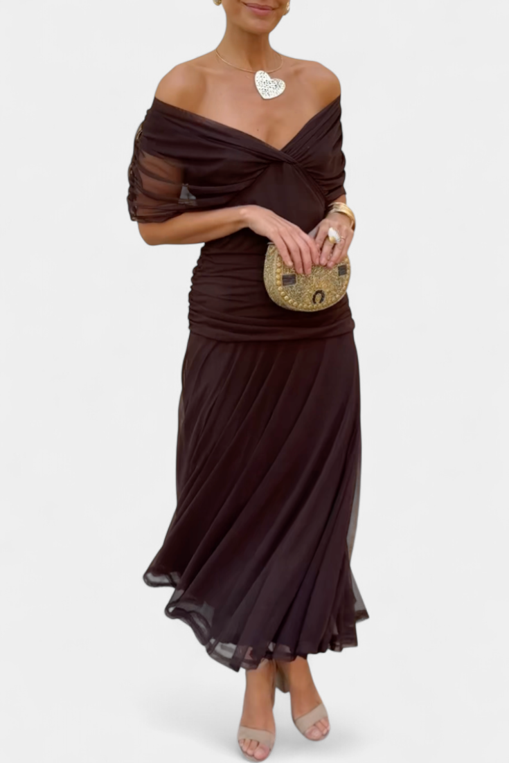 Eryzziah | Women's Floral Wedding Guest Dress with V-Neckline & Pleated Waist | Flattering Fit for Summer Events