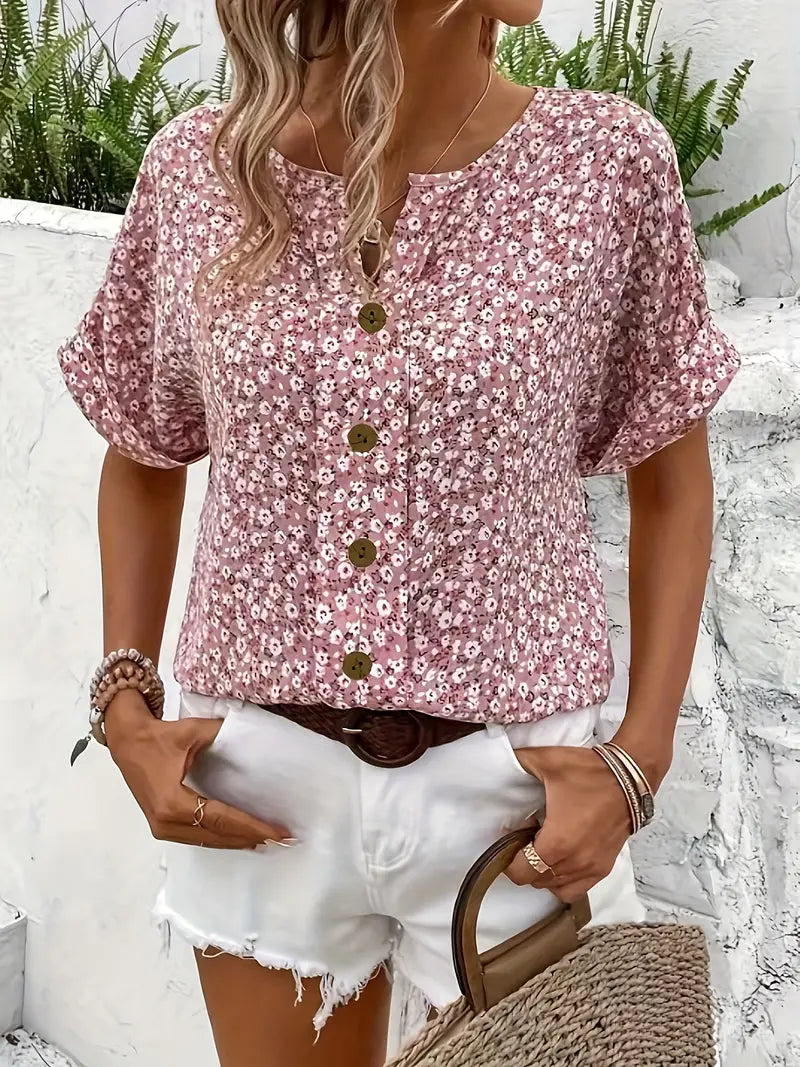Ada | Women's Floral Print Short Sleeve Summer Top