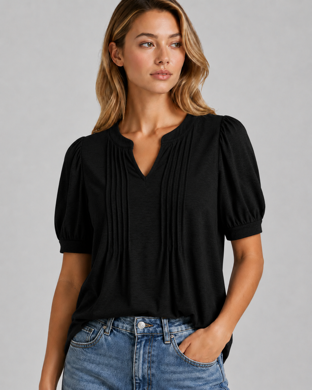 Briony | Women’s Pleated V Neck Summer Blouse