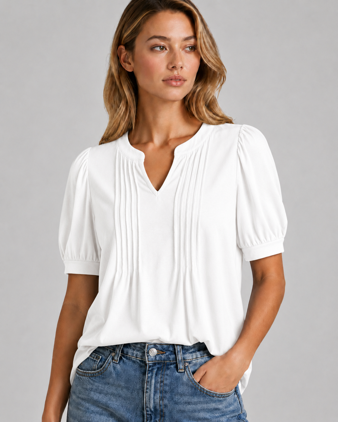 Briony | Women’s Pleated V Neck Summer Blouse
