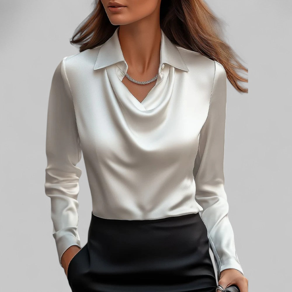 Dayna | Women's Draped Collared Long Sleeve Blouse