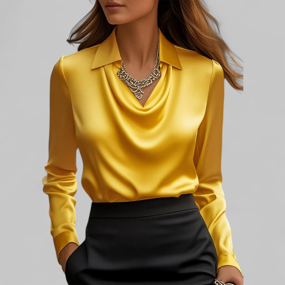 Dayna | Women's Draped Collared Long Sleeve Blouse