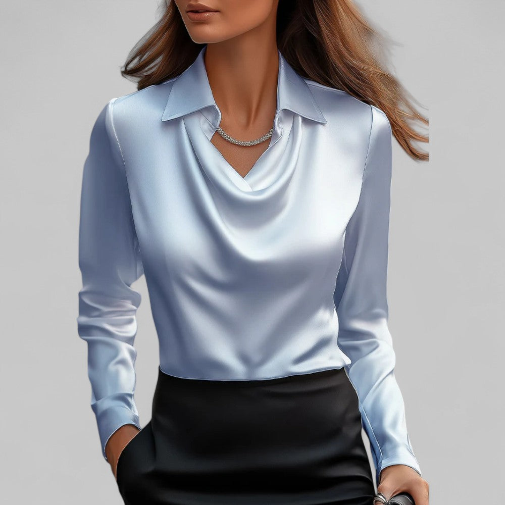 Dayna | Women's Draped Collared Long Sleeve Blouse