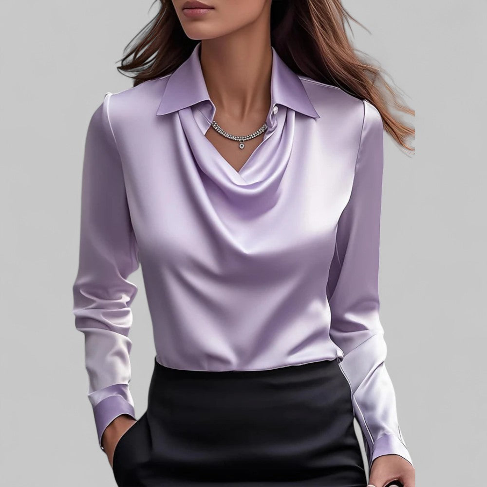 Dayna | Women's Draped Collared Long Sleeve Blouse