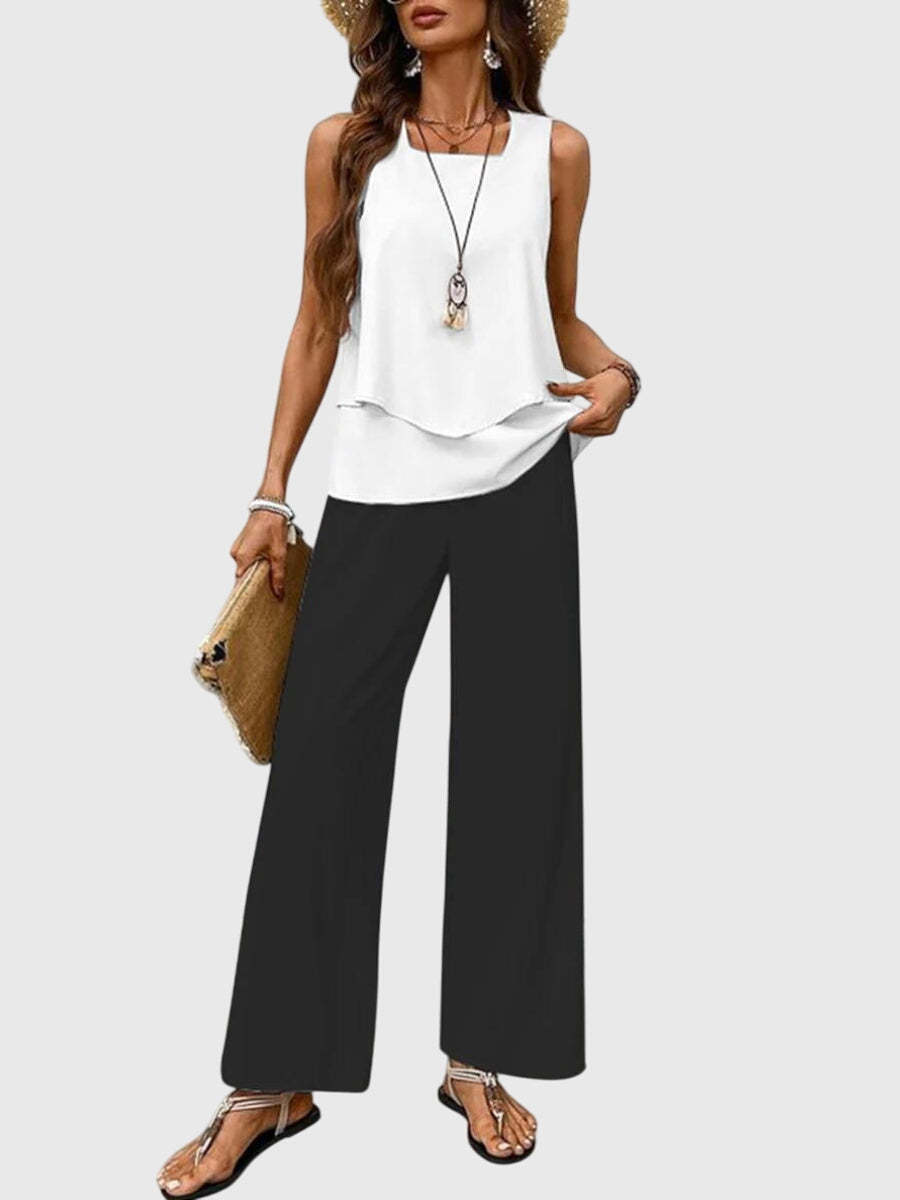 Delores | Women's Sleeveless Square Neck Two Piece Set