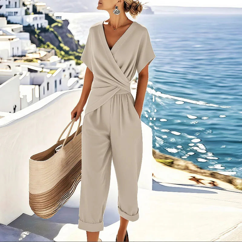 Fenna | Women’s V-Neck Short Sleeve Two Piece Set