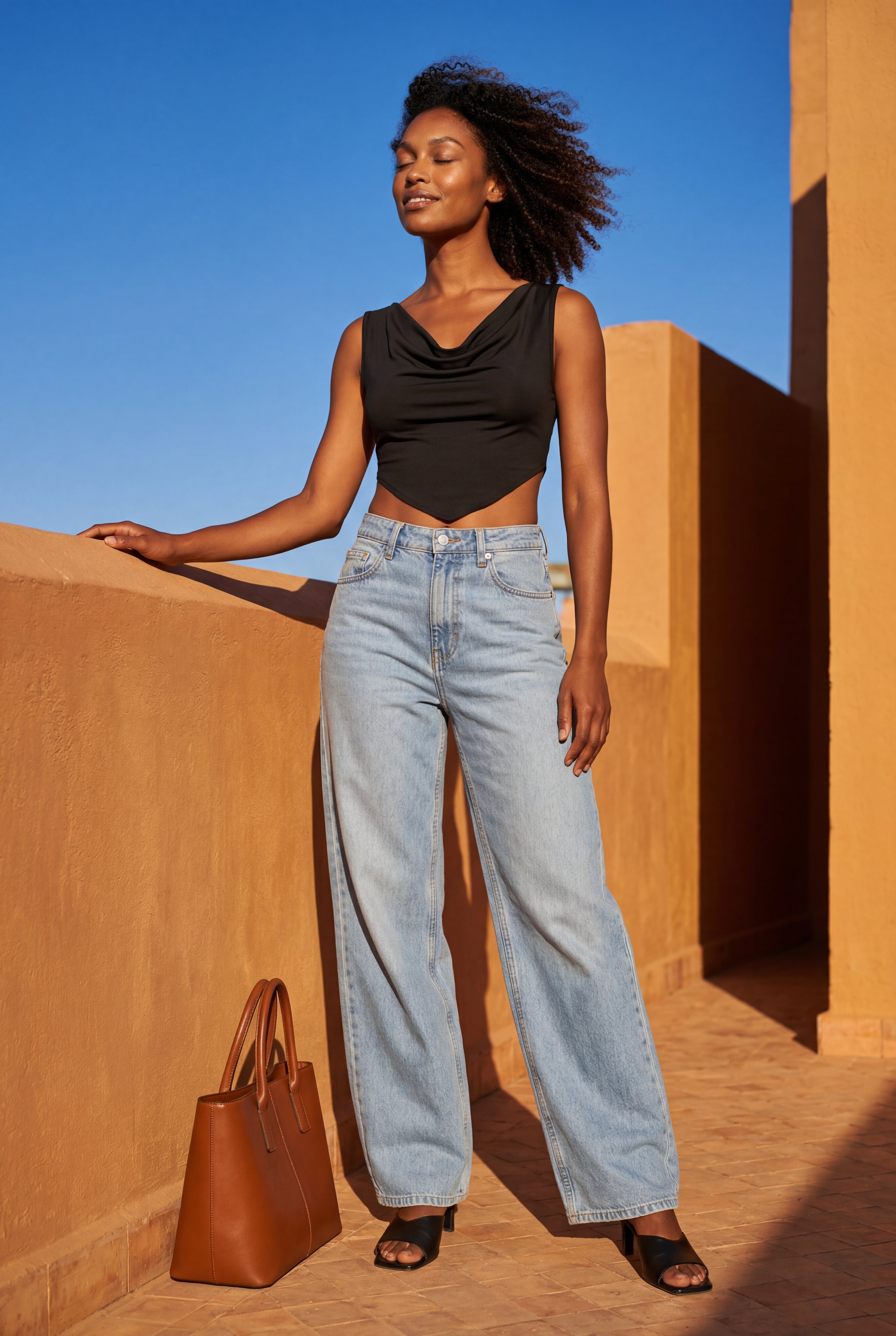 Liam | Light Blue High-rise Wide Leg Jeans with Relaxed Fit